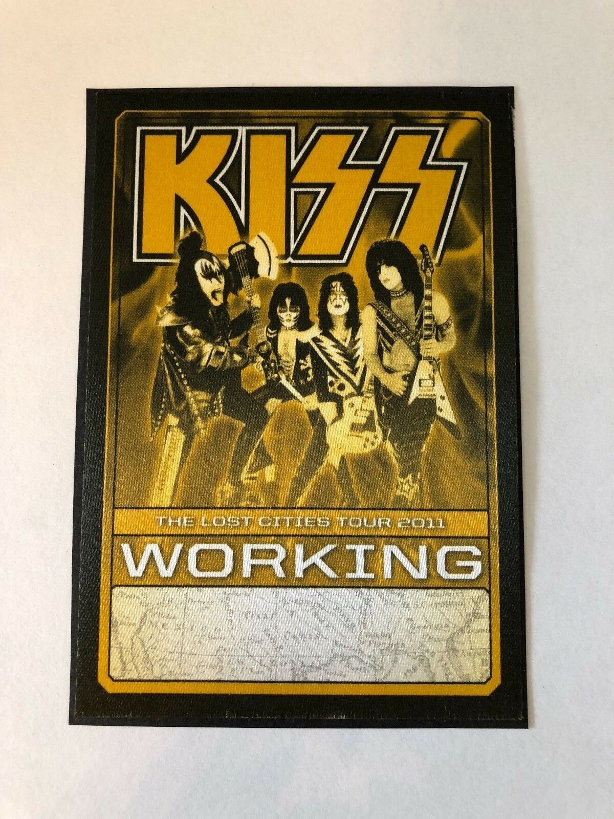 Kiss The Lost Cities Tour 2011 Yellow Working Pass