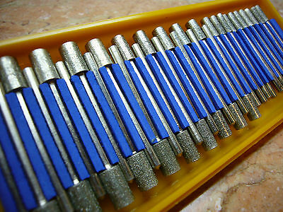 30 Pieces Thk Diamond Coated Cylindrical Cylinder Burr 4mm To 6mm Rotary Burrs