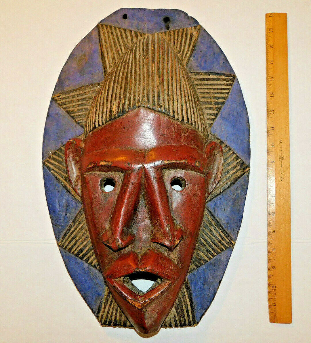 African Wooden Baule Mask Wall Hanging 18