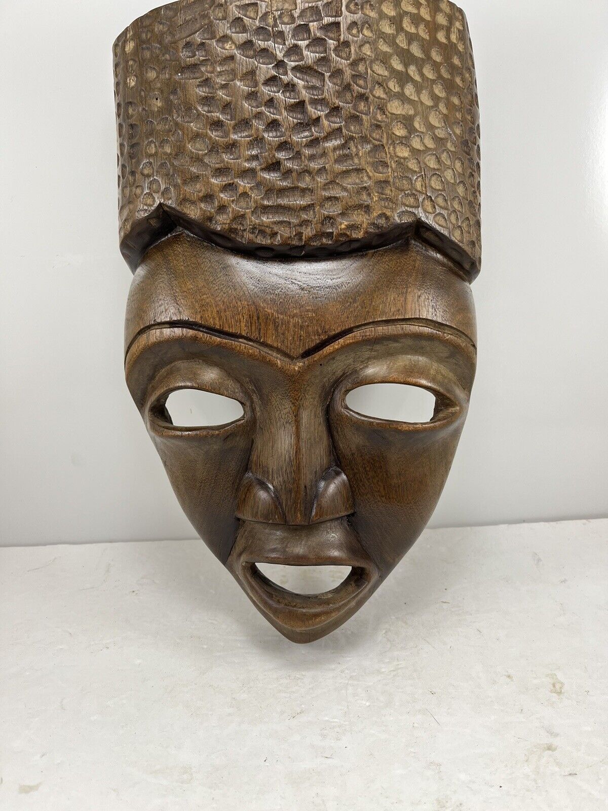 Vintage Hand-Carved African Mask-Approximately 15 1/2” X 8”.