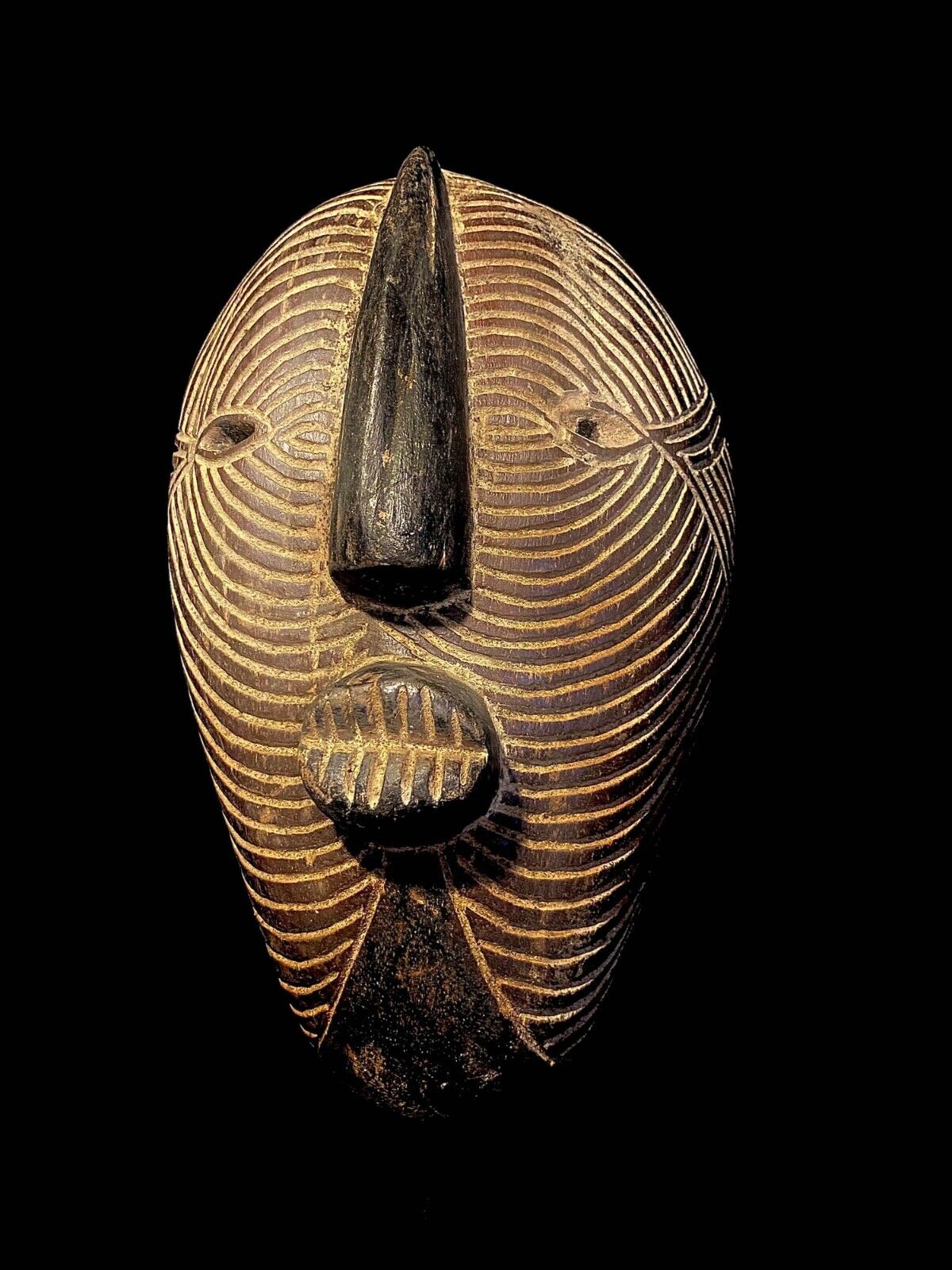 Vintage Hand African Tribal Art Wood Carved Mask Songye Kifwebe Mask-4390