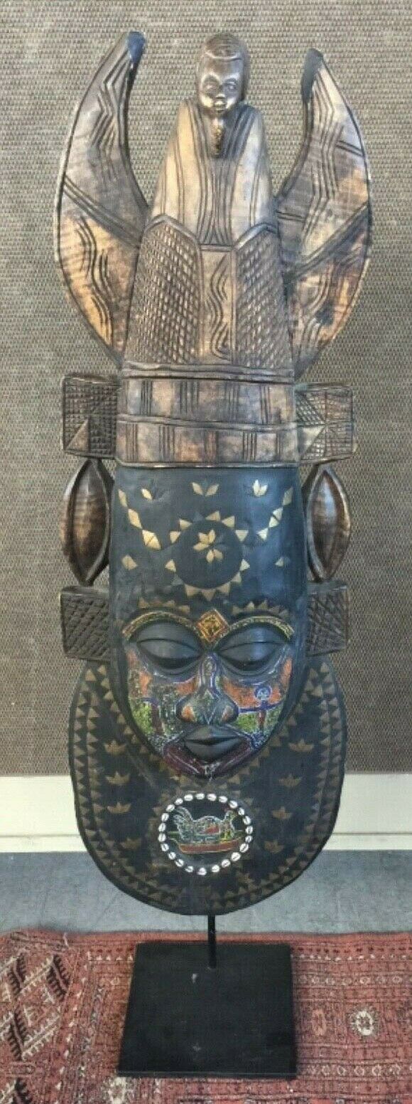 Large Bakuta Benin African Mask With Stand