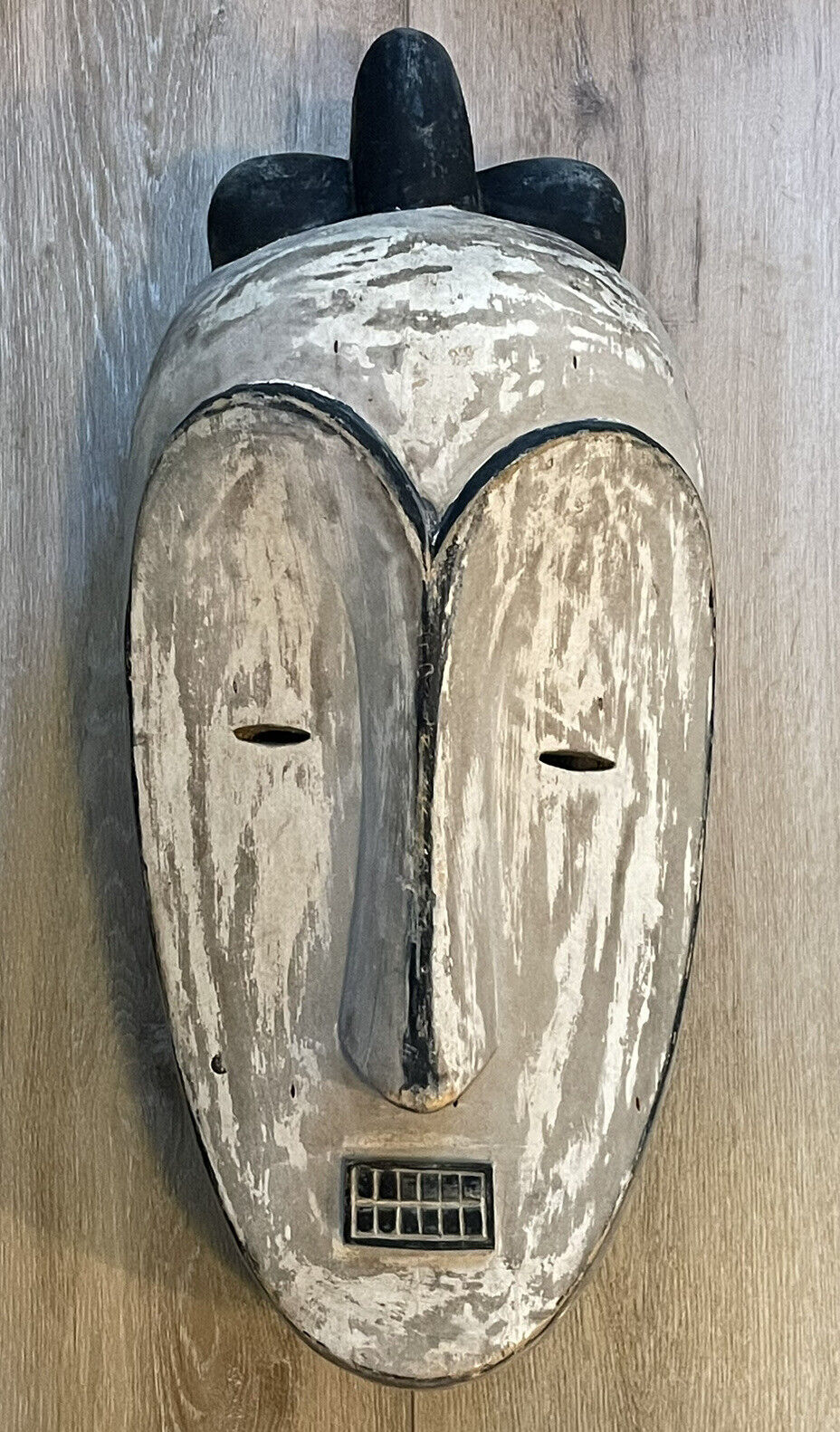 Wooden Fang Tribal Mask Large Vintage Hand Carved African Ethnic Art 23.5” x 10”