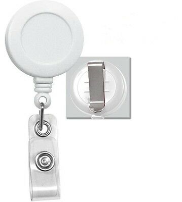 Lot Of 100 Pcs White Retractable Reel Id Badge Holder Usa Wholesale Belt Clip