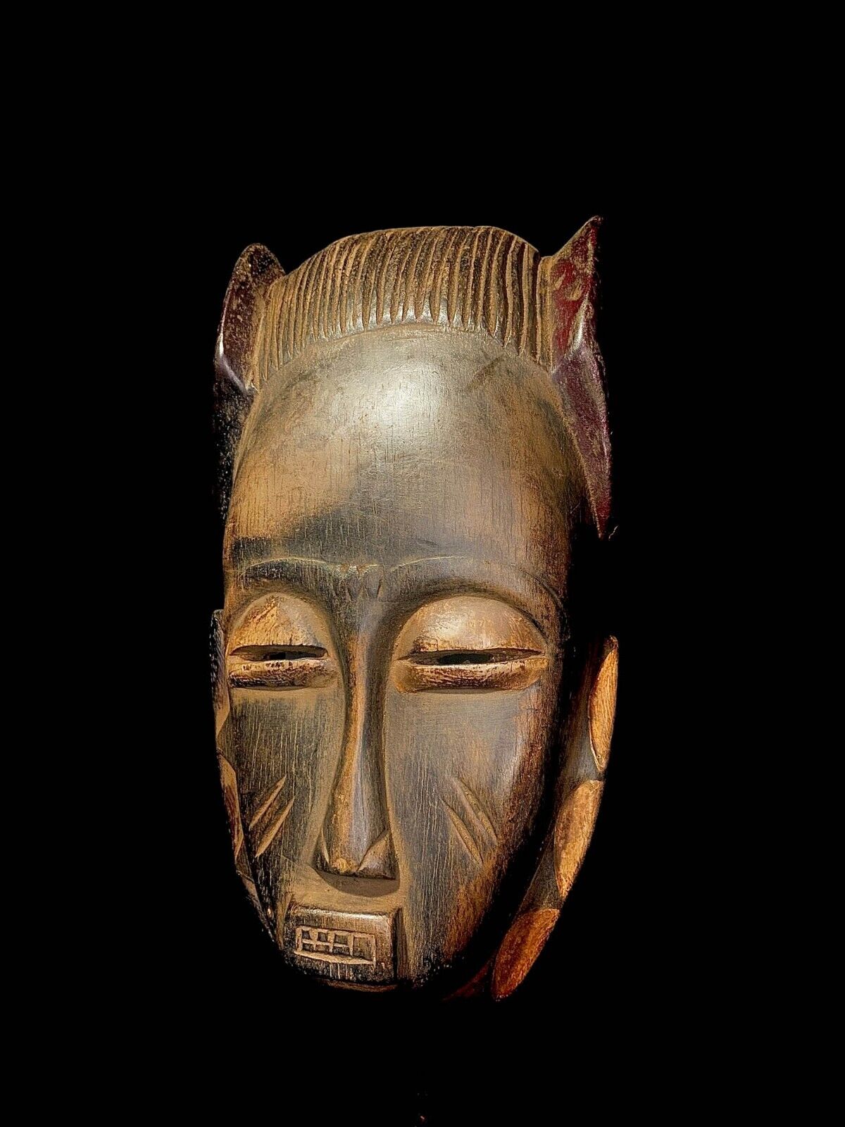 African Art African Large Mask Baoulé Kpan African Tribal Face Mask Wood-4012