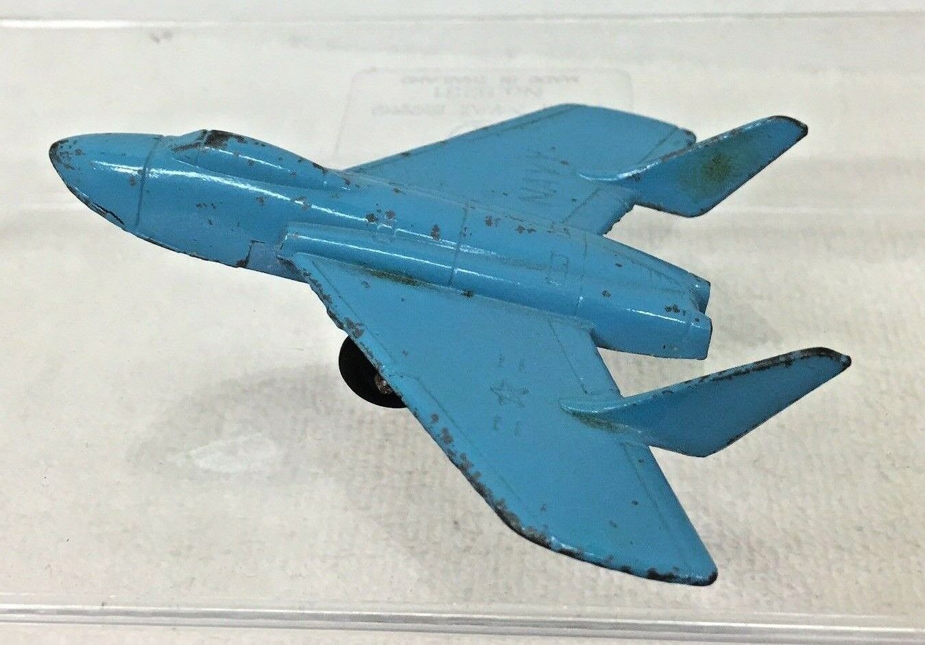 Midgetoy Blue Military Navy Airplane Metal Rockford Ill 3 1/8 x 3 1/2 Paint Wear