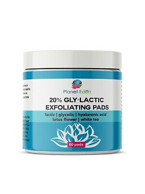 Planet Eden 20% Gly-lactic Glycolic & Lactic Acid Skin Peel Exfoliating Pads 60