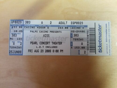 KISS Concert Ticket Stub - 2008 Palms Pearl Concert Theater Las Vegas