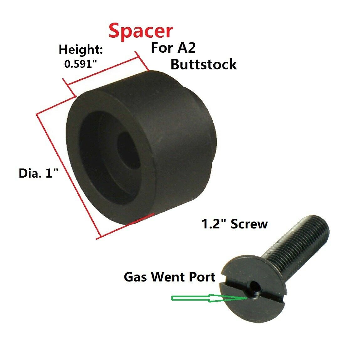 Aluminum Anodized Black A2 Butt Stock Spacer Come With 1.2"  Screw W Gas Port