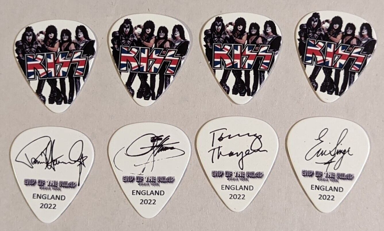 KISS 2022 End Of The Road EUROPE ENGLAND Flag Guitar Pick Pics