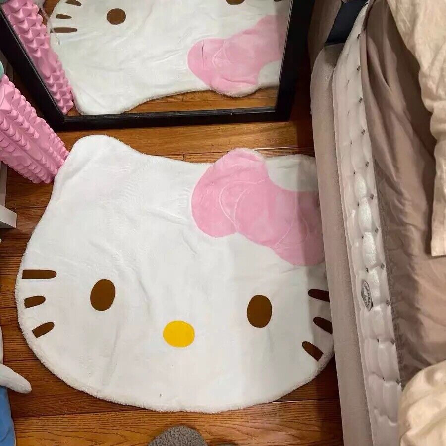 Hello Kitty Rug Mat White Pink Girls Women Adults Home Room Decor