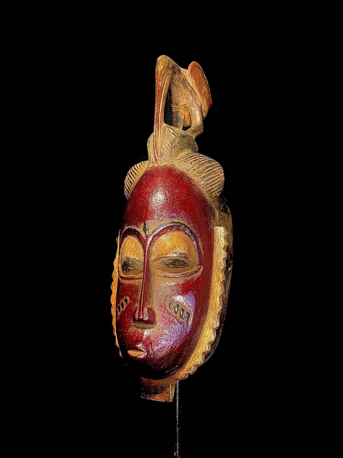 Vintage Hand Carved Wooden Tribal African Art Face Mask African Guro Baule-4371