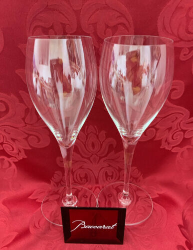 Flawless Exquisite Baccarat France Pair St Remy Glass Crystal Tall Water Goblets