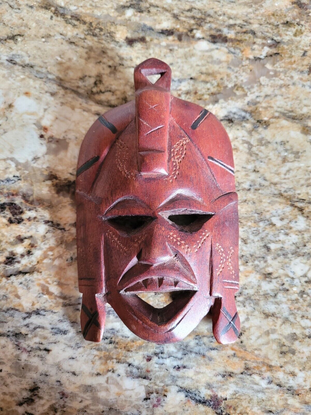 Small Carved Wooden Native Mask, 3.5 X 5 Inches